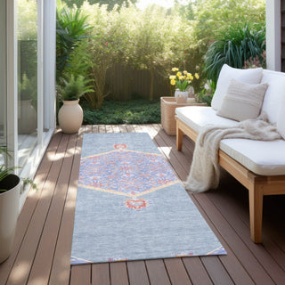 Piper Looms Chantille Oriental ACN1011 Denim Machine Washable Area Rug Runner Outdoor Lifestyle Image Feature
