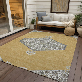 Piper Looms Chantille Oriental ACN1011 Gold Machine Washable Area Rug Outdoor Lifestyle Image Feature