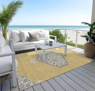 Piper Looms Chantille Oriental ACN1011 Gold Machine Washable Area Rug Outdoor Lifestyle Image Feature