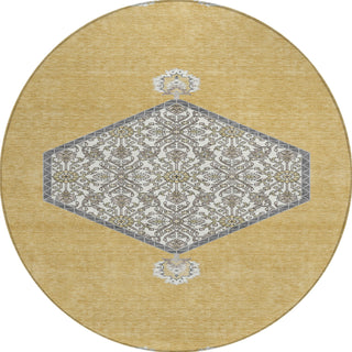 Piper Looms Chantille Oriental ACN1011 Gold Machine Washable Area Rug Round Main Image