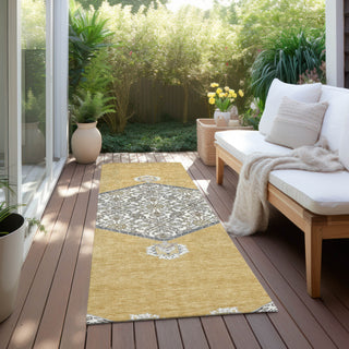 Piper Looms Chantille Oriental ACN1011 Gold Machine Washable Area Rug Runner Outdoor Lifestyle Image Feature