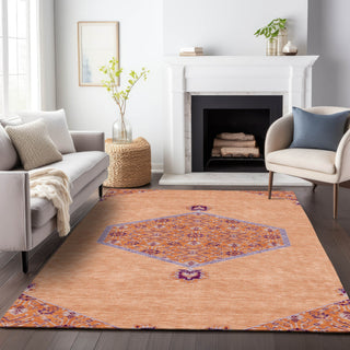 Piper Looms Chantille Oriental ACN1011 Peach Machine Washable Area Rug Lifestyle Image Feature