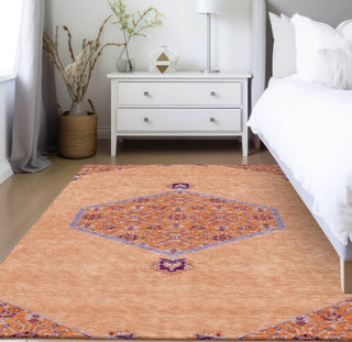 Piper Looms Chantille Oriental ACN1011 Peach Machine Washable Area Rug Lifestyle Image Feature