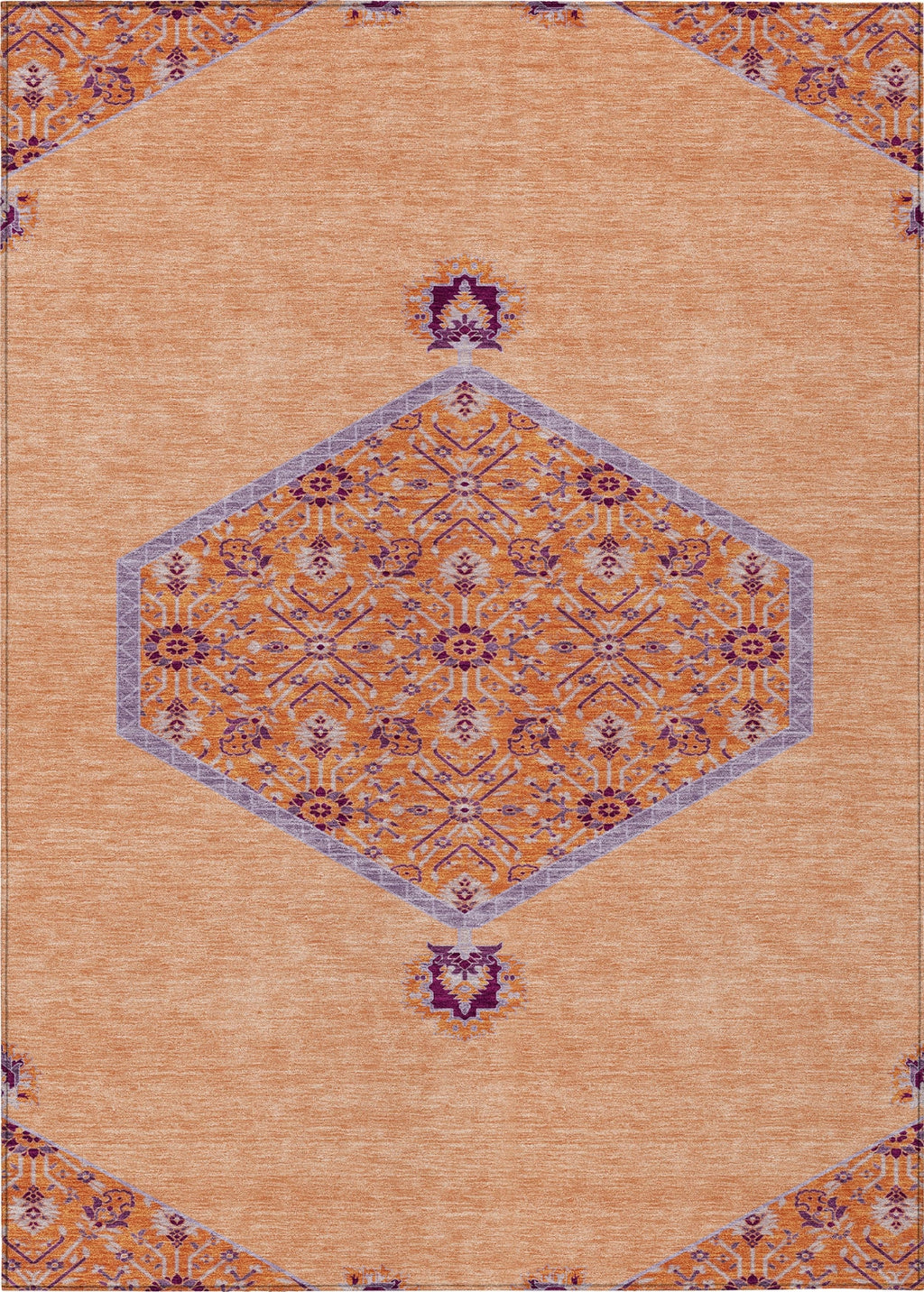 Piper Looms Chantille Oriental ACN1011 Peach Machine Washable Area Rug ...