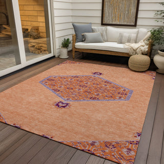 Piper Looms Chantille Oriental ACN1011 Peach Machine Washable Area Rug Outdoor Lifestyle Image Feature