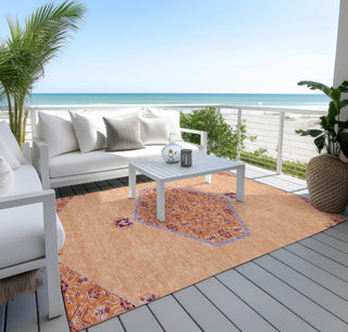Piper Looms Chantille Oriental ACN1011 Peach Machine Washable Area Rug Outdoor Lifestyle Image Feature