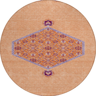 Piper Looms Chantille Oriental ACN1011 Peach Machine Washable Area Rug Round Main Image