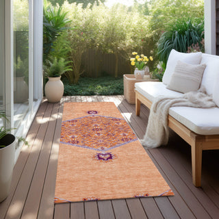 Piper Looms Chantille Oriental ACN1011 Peach Machine Washable Area Rug Runner Outdoor Lifestyle Image Feature