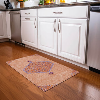 Piper Looms Chantille Oriental ACN1011 Peach Machine Washable Area Rug Scatter Lifestyle Image Feature