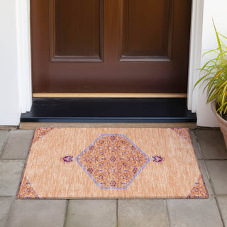 Piper Looms Chantille Oriental ACN1011 Peach Machine Washable Area Rug Scatter Outdoor Lifestyle Image Feature