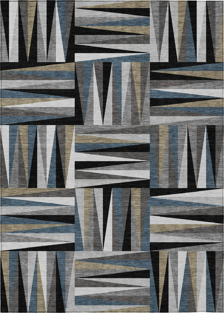 Piper Looms Chantille Squares ACN1012 Black Machine Washable Area Rug main image