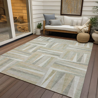 Piper Looms Chantille Squares ACN1012 Ivory Machine Washable Area Rug Outdoor Lifestyle Image Feature