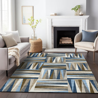 Piper Looms Chantille Squares ACN1012 Navy Machine Washable Area Rug Lifestyle Image Feature