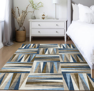 Piper Looms Chantille Squares ACN1012 Navy Machine Washable Area Rug Lifestyle Image Feature