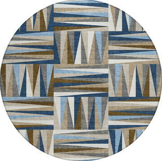 Piper Looms Chantille Squares ACN1012 Navy Machine Washable Area Rug Round Main Image