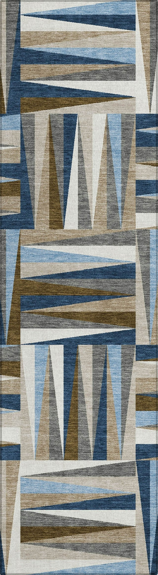 Piper Looms Chantille Squares ACN1012 Navy Machine Washable Area Rug Runner Main Image
