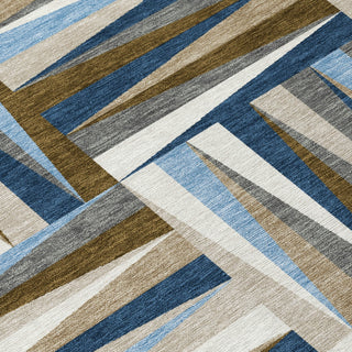 Piper Looms Chantille Squares ACN1012 Navy Machine Washable Area Rug Swatch Image