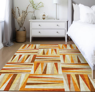 Piper Looms Chantille Squares ACN1012 Orange Machine Washable Area Rug Lifestyle Image Feature