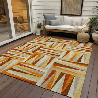 Piper Looms Chantille Squares ACN1012 Orange Machine Washable Area Rug Outdoor Lifestyle Image Feature