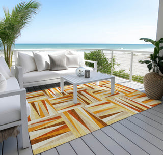 Piper Looms Chantille Squares ACN1012 Orange Machine Washable Area Rug Outdoor Lifestyle Image Feature