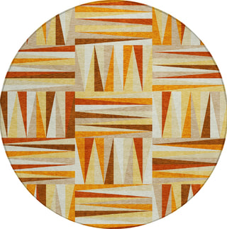Piper Looms Chantille Squares ACN1012 Orange Machine Washable Area Rug Round Main Image