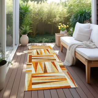 Piper Looms Chantille Squares ACN1012 Orange Machine Washable Area Rug Runner Outdoor Lifestyle Image Feature