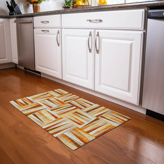 Piper Looms Chantille Squares ACN1012 Orange Machine Washable Area Rug Scatter Lifestyle Image Feature