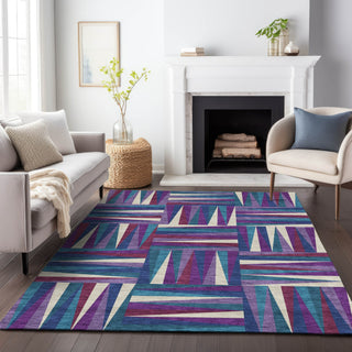 Piper Looms Chantille Squares ACN1012 Purple Machine Washable Area Rug Lifestyle Image Feature