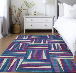 Piper Looms Chantille Squares ACN1012 Purple Machine Washable Area Rug Lifestyle Image Feature