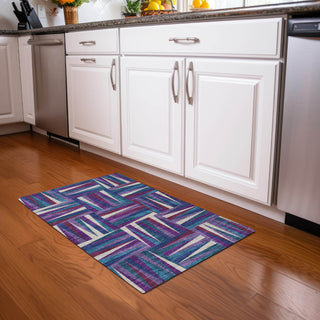 Piper Looms Chantille Squares ACN1012 Purple Machine Washable Area Rug Scatter Lifestyle Image Feature