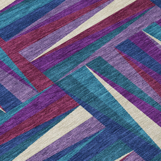 Piper Looms Chantille Squares ACN1012 Purple Machine Washable Area Rug Swatch Image