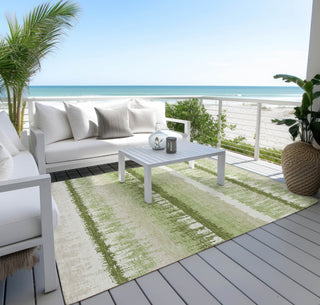 Piper Looms Chantille Stripes ACN1013 Aloe Machine Washable Area Rug Outdoor Lifestyle Image Feature