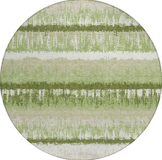 Piper Looms Chantille Stripes ACN1013 Aloe Machine Washable Area Rug Round Main Image
