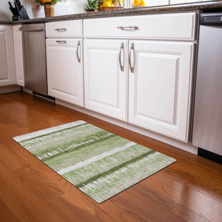Piper Looms Chantille Stripes ACN1013 Aloe Machine Washable Area Rug Scatter Lifestyle Image Feature