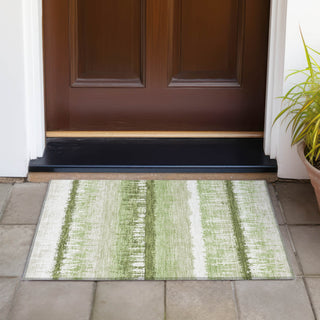 Piper Looms Chantille Stripes ACN1013 Aloe Machine Washable Area Rug Scatter Outdoor Lifestyle Image Feature