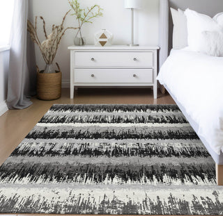 Piper Looms Chantille Stripes ACN1013 Black Machine Washable Area Rug Lifestyle Image Feature