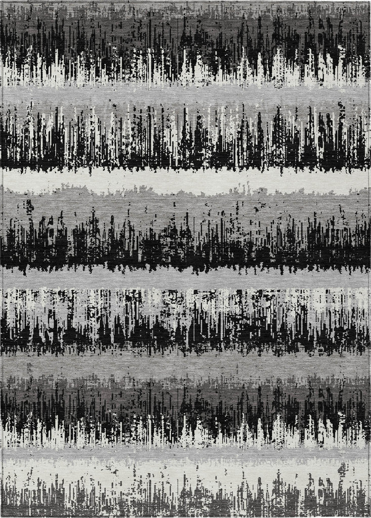 Piper Looms Chantille Stripes ACN1013 Black Machine Washable Area Rug main image