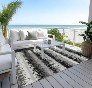 Piper Looms Chantille Stripes ACN1013 Black Machine Washable Area Rug Outdoor Lifestyle Image Feature