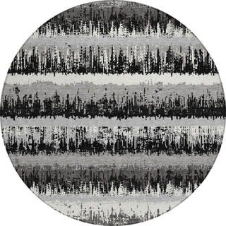 Piper Looms Chantille Stripes ACN1013 Black Machine Washable Area Rug Round Main Image