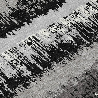 Piper Looms Chantille Stripes ACN1013 Black Machine Washable Area Rug Swatch Image