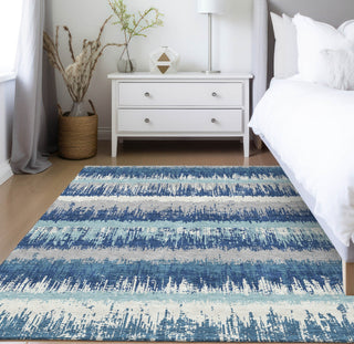 Piper Looms Chantille Stripes ACN1013 Blue Machine Washable Area Rug Lifestyle Image Feature