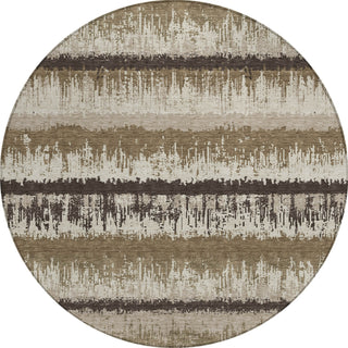 Piper Looms Chantille Stripes ACN1013 Brown Machine Washable Area Rug Round Main Image