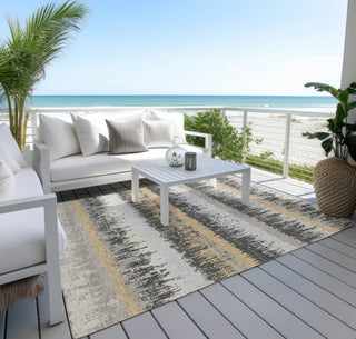 Piper Looms Chantille Stripes ACN1013 Gray Machine Washable Area Rug Outdoor Lifestyle Image Feature
