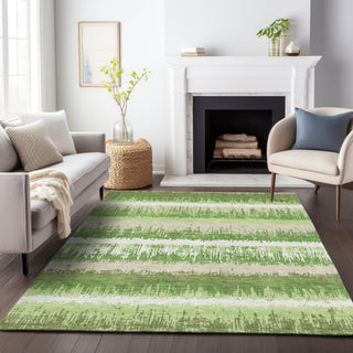 Piper Looms Chantille Stripes ACN1013 Green Machine Washable Area Rug Lifestyle Image Feature