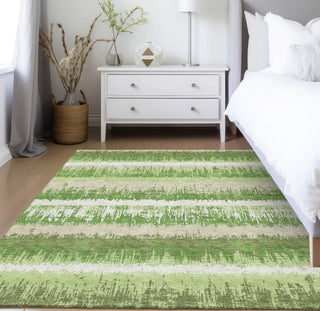 Piper Looms Chantille Stripes ACN1013 Green Machine Washable Area Rug Lifestyle Image Feature