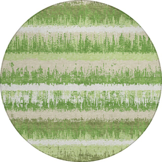Piper Looms Chantille Stripes ACN1013 Green Machine Washable Area Rug Round Main Image