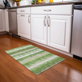 Piper Looms Chantille Stripes ACN1013 Green Machine Washable Area Rug Scatter Lifestyle Image Feature