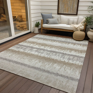 Piper Looms Chantille Stripes ACN1013 Ivory Machine Washable Area Rug Outdoor Lifestyle Image Feature