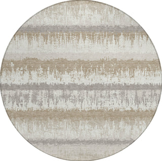 Piper Looms Chantille Stripes ACN1013 Ivory Machine Washable Area Rug Round Main Image