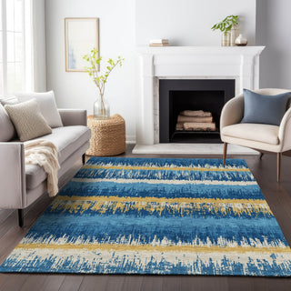 Piper Looms Chantille Stripes ACN1013 Navy Machine Washable Area Rug Lifestyle Image Feature